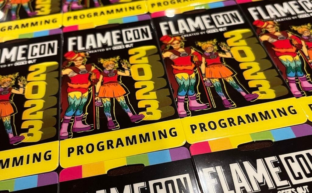 Flame Con badges