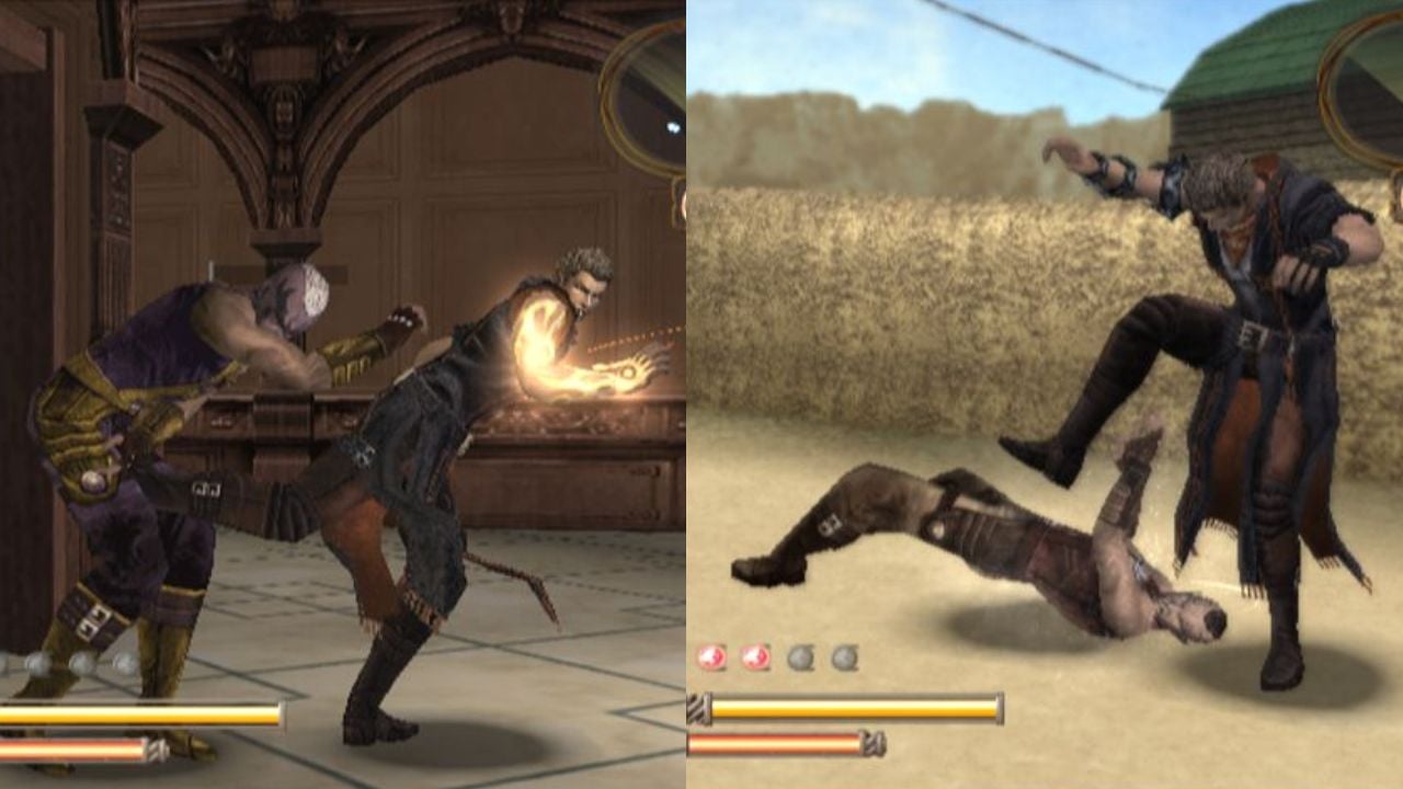 Gameplay stills side by side from God Hand (2006) by Capcom featured at E3.