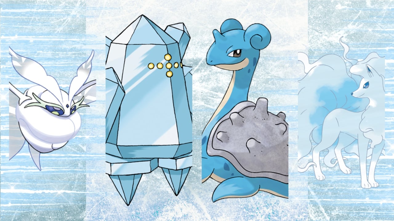 Featured Ice Pokemon Frosmoth, Regice, Lapras, and Alolan Ninetales best Ice Pokémon
