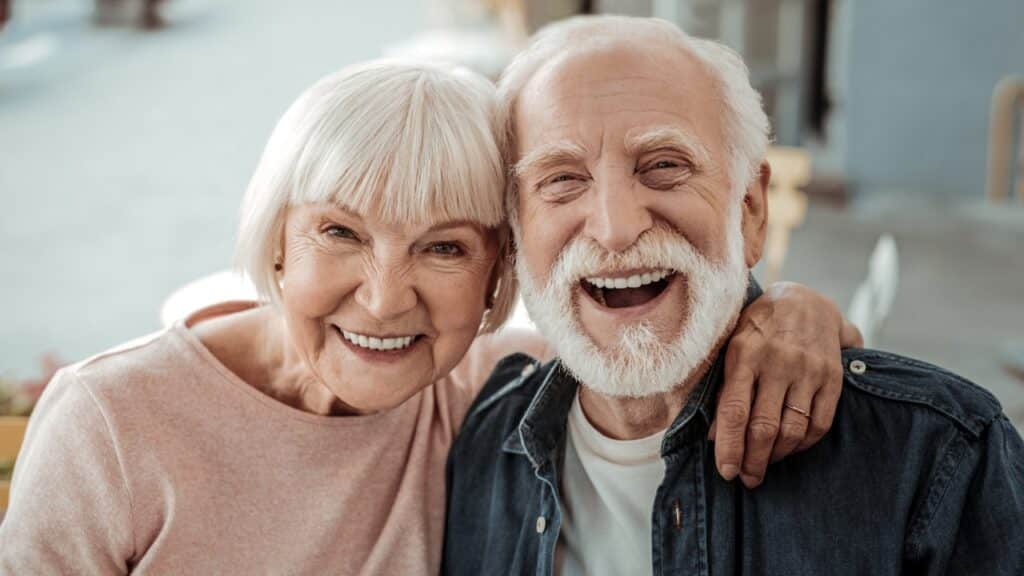 Senior couple, woman, man, elderly, retirement, happy, smile, laughing, gray hair