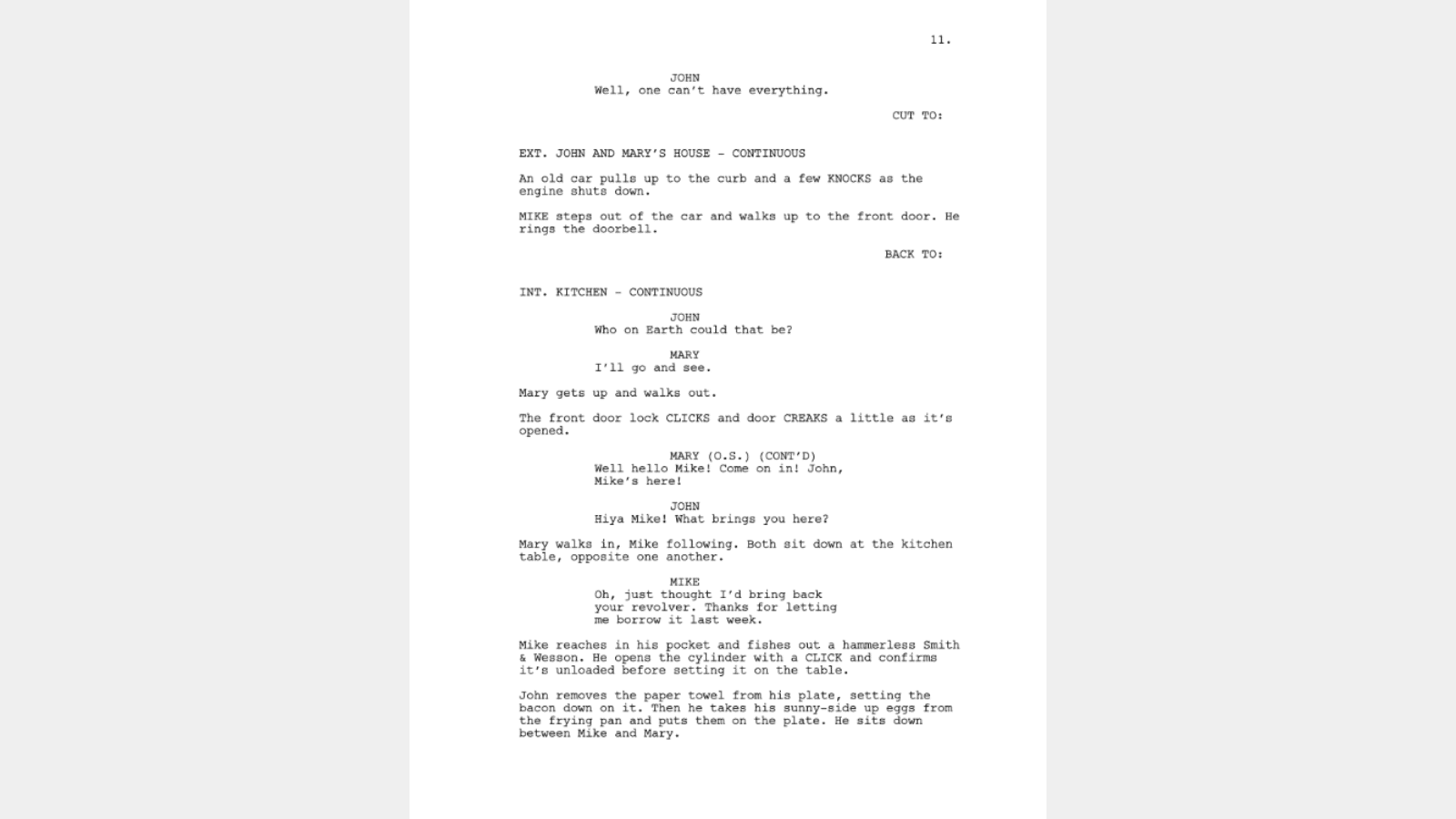 Example of an Hollywood screenplay script